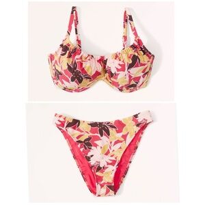 Floral Underwire Bikini Set in Pink and Yellow
